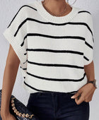 Striped Round Neck Short Sleeve Knit Top