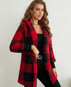 Plaid Long Sleeve Hooded Coat