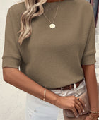 Round Neck Half Sleeve Knit Top - Body By J'ne