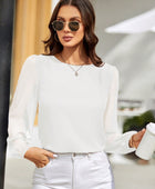 Round Neck Balloon Sleeve Blouse - Body By J'ne