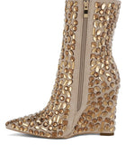 Trend Titan Diamante Slim Wedge Heel Boots