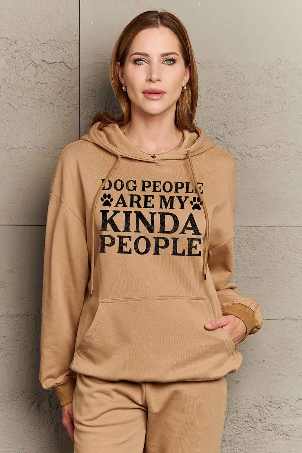 Full Size Dog Paw Slogan Graphic Hoodie - Body By J'ne