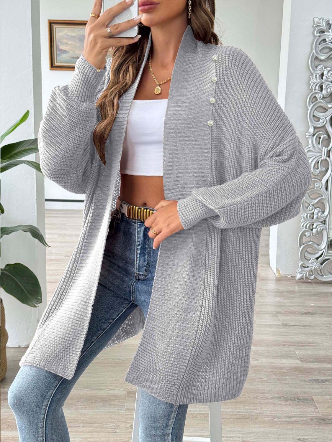 Open Front Long Sleeve Cardigan - Body By J'ne