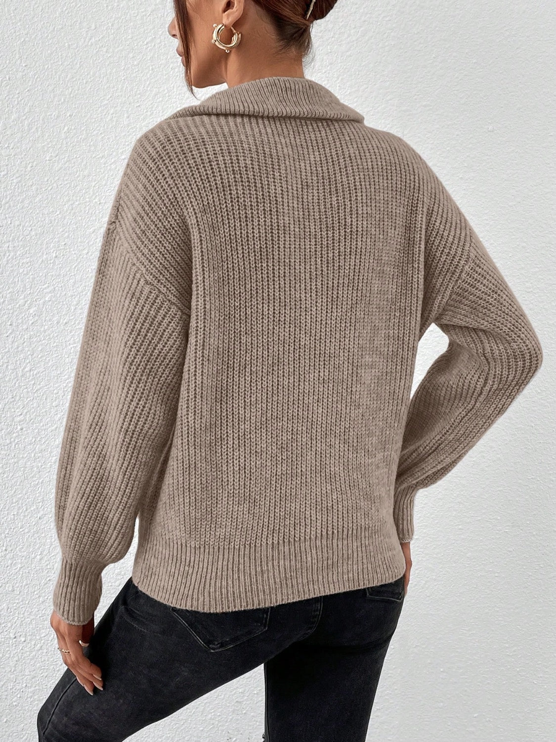 Honey Half Zip Dropped Shoulder Sweater - Body By J'ne
