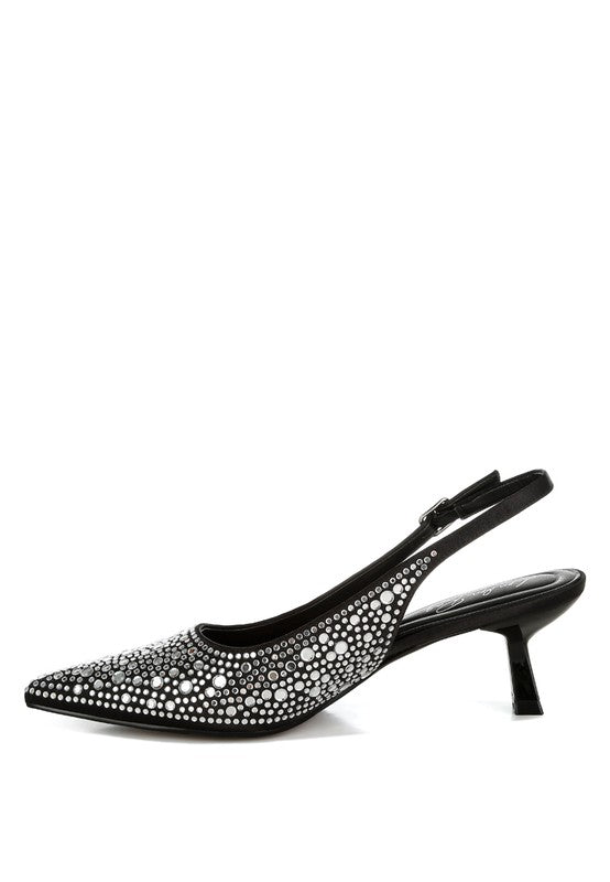 Vernaos Pointed Toe Rhinestone Slingbacks - Body By J'ne