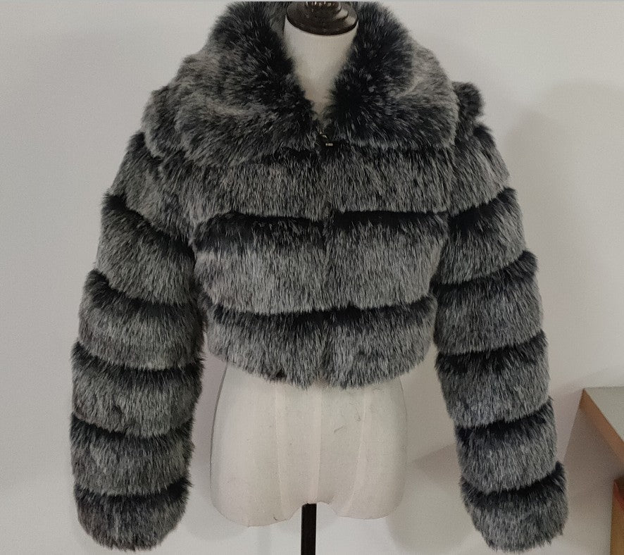 Hot Cocoa Fox Fur Stitching Coat - Body By J'ne