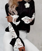 Lace Detail Tied Cuff Long Sleeve Sweatshirt