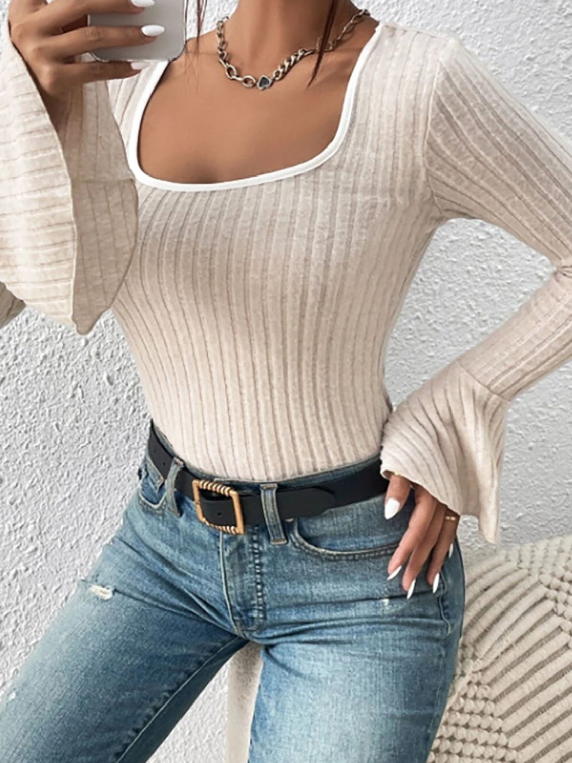 Scoop Neck Long Sleeve T-Shirt - Body By J'ne