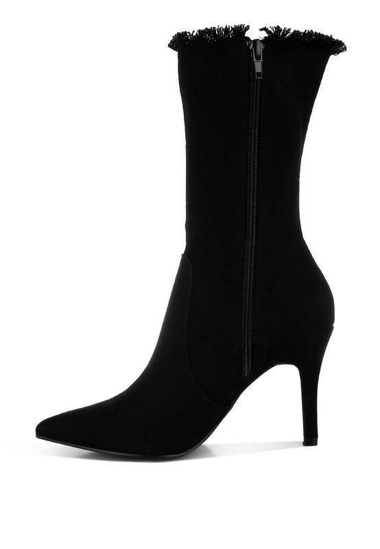 Himkok Distressed Denim Mid-Calf Boots - Body By J'ne