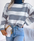 Striped Turtleneck Long Sleeve Sweater