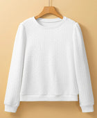 Textured Round Neck Long Sleeve Top