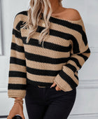 Striped Dropped Shoulder Long Sleeve Sweater