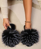 Fuzzy Open Toe Flat Sandals