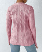 Cable-Knit Round Neck Long Sleeve Sweater