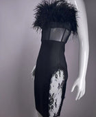 Feather Top and Mesh Lace Bandage Dress - Body By J'ne