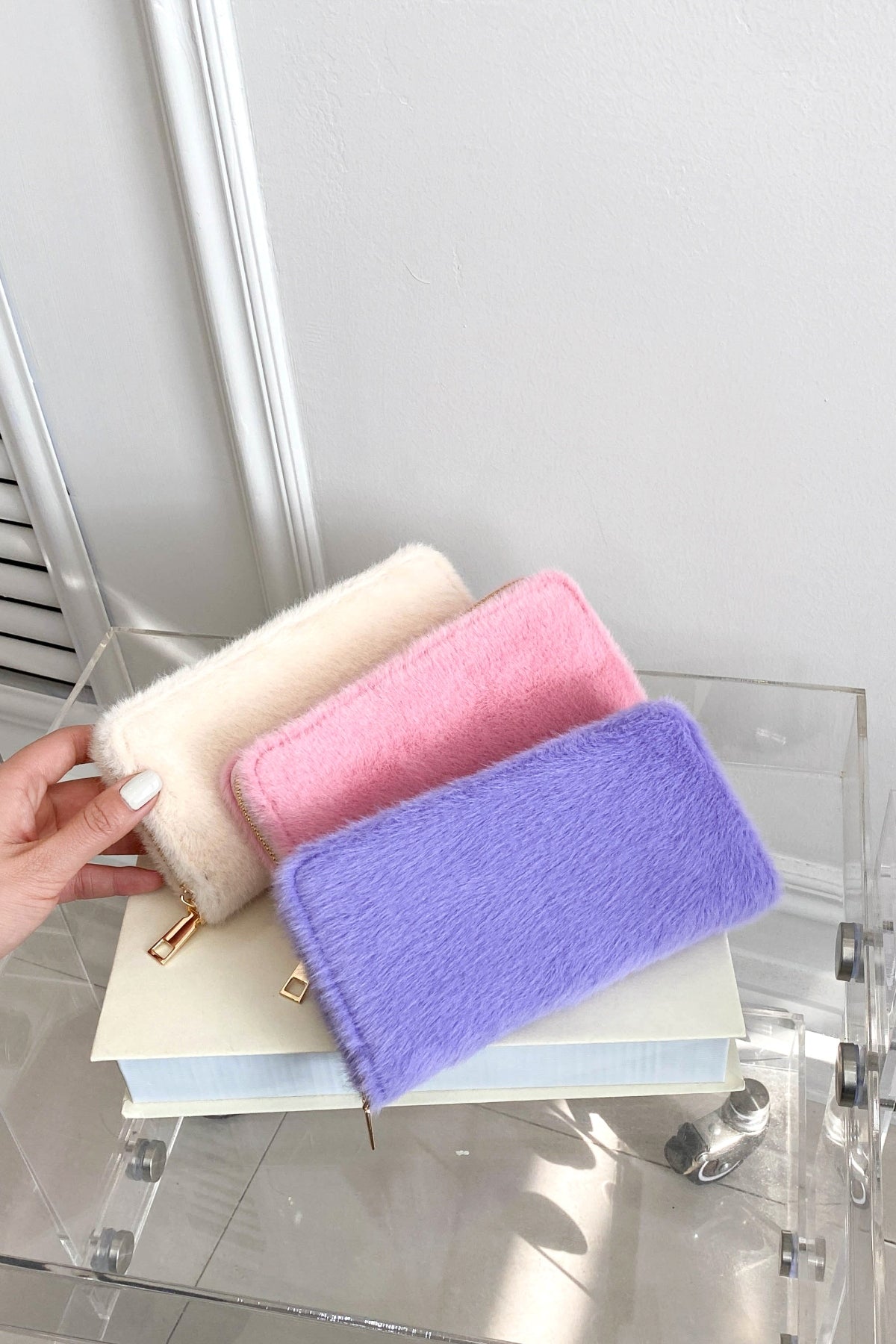 Solid Color Fluff Rectangle Wallet - Body By J'ne