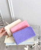 Solid Color Fluff Rectangle Wallet