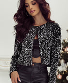 Sequin Open Front Long Sleeve Jacket