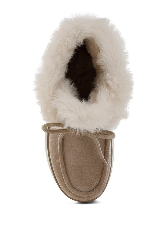 Bunting Faux Fur Collar Flatform Boots - Body By J'ne