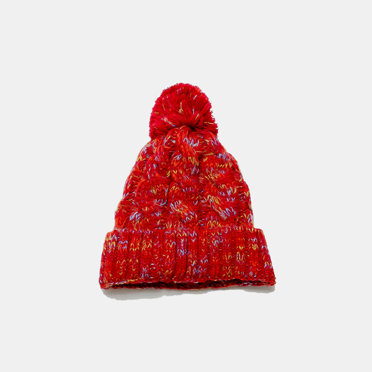Contrast Cable-Knit Hat with Pompom - Body By J'ne