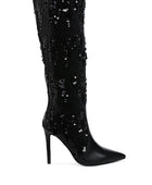 Sitarah Sequin Embellished Stiletto Long Boots