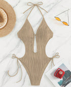 Textured Cutout Tied One-Piece Swimwear - Body By J'ne