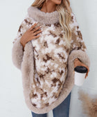 Furry Contrast Three-Quarter Poncho