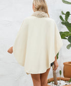 Fuzzy Trim Open Front Poncho