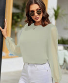 Round Neck Balloon Sleeve Blouse - Body By J'ne