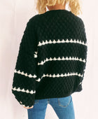 Contrast Stripes Round Neck Long Sleeve Sweater