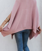 Waffle-Knit Pocketed Cape Sleeve Sweater