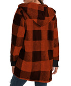 Plaid Long Sleeve Hooded Coat