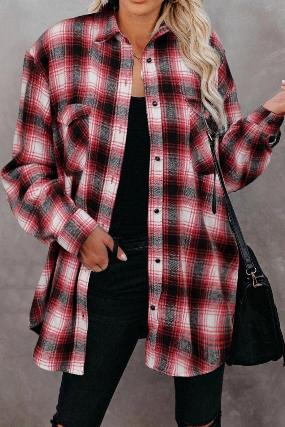 Full Size Plaid Collared Neck Long Sleeve Shirt - Body By J'ne
