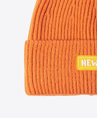 NEWYORK Patch Rib-Knit Cuffed Beanie