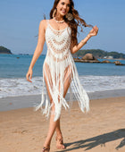 Fringe Openwork Spaghetti Strap Cover-Up - Body By J'ne