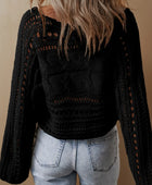 Cable-Knit Openwork Long Sleeve Sweater