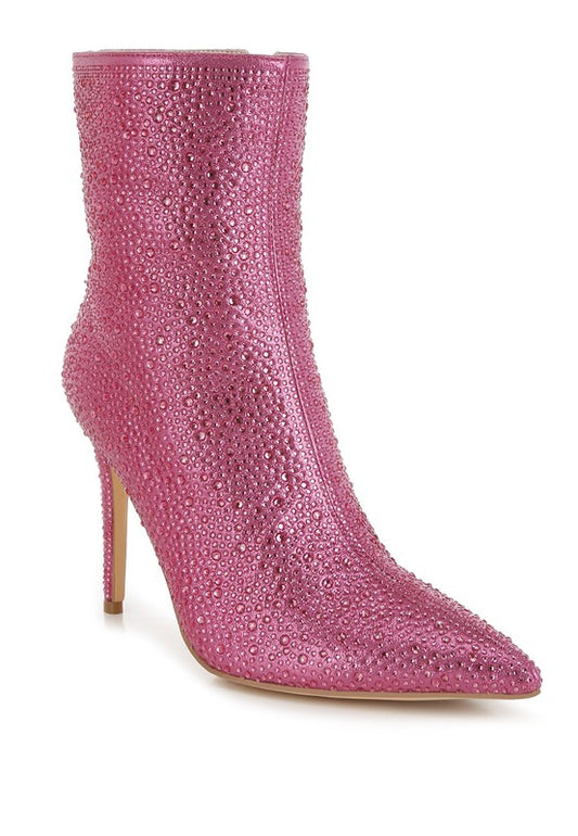 Anun Rhinestones Embellished High Ankle Boots - Body By J'ne
