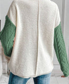 Color Block Round Neck Long Sleeve Sweater