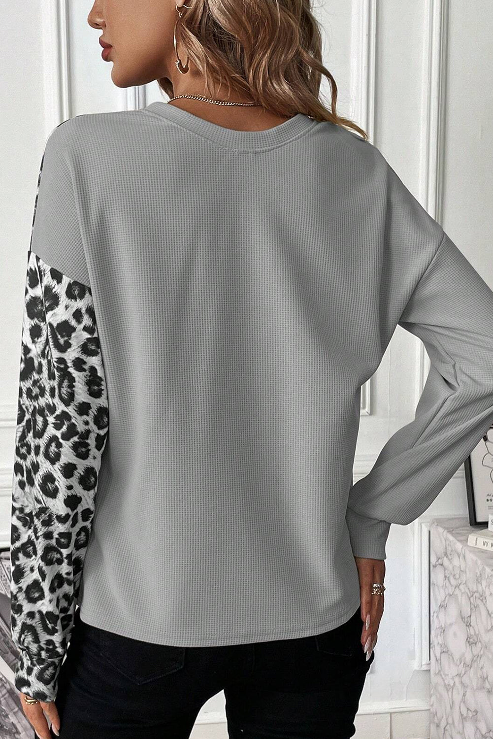 Leopard Color Block Round Neck T-Shirt - Body By J'ne