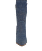 Himkok Distressed Denim Mid-Calf Boots