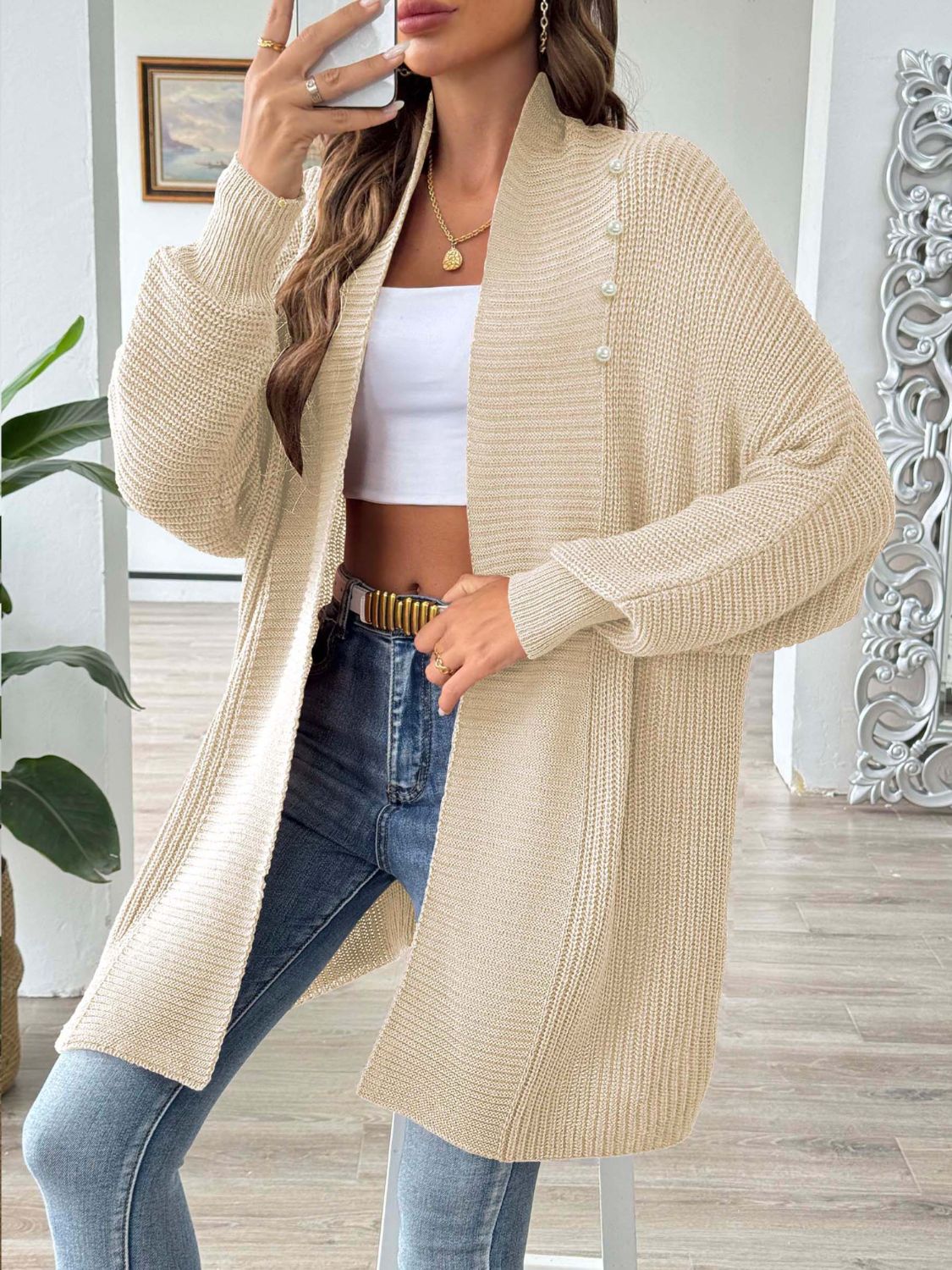 Open Front Long Sleeve Cardigan - Body By J'ne