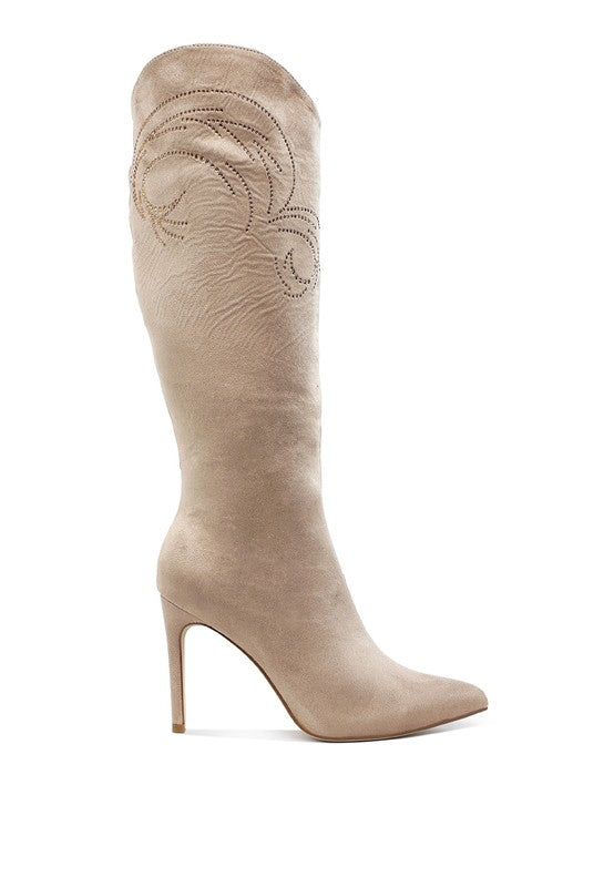 Becks Rhinestone Patterned Calf Boots - Body By J'ne