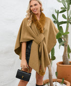 Fuzzy Trim Open Front Poncho