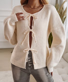 Devine Tied Round Neck Dropped Shoulder Cardigan