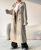 Collared Neck Long Sleeve Longline Trench Coat