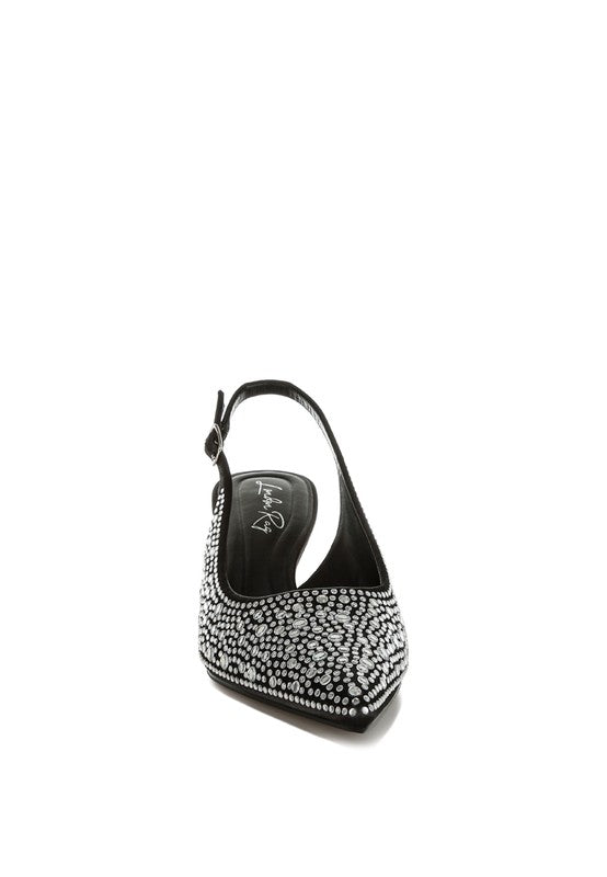 Vernaos Pointed Toe Rhinestone Slingbacks - Body By J'ne