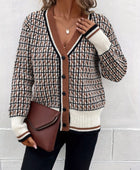 Plaid V-Neck Button Up Cardigan