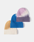 Contrast Tie-Dye Cable-Knit Cuffed Beanie