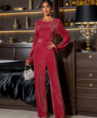 Perfee Cutout Round Neck Long Sleeve Jumpsuit