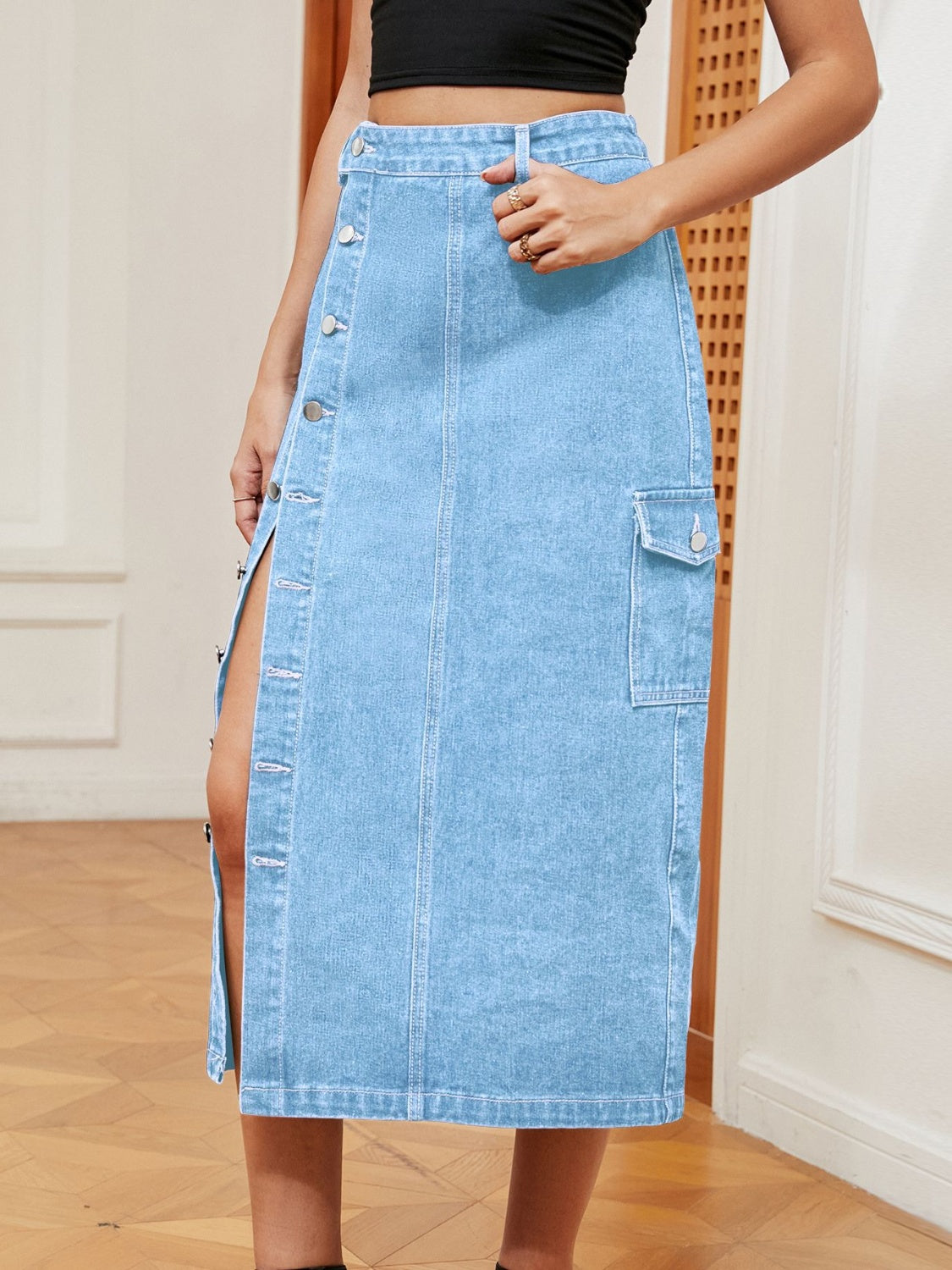 Button Down Denim Skirt - Body By J'ne